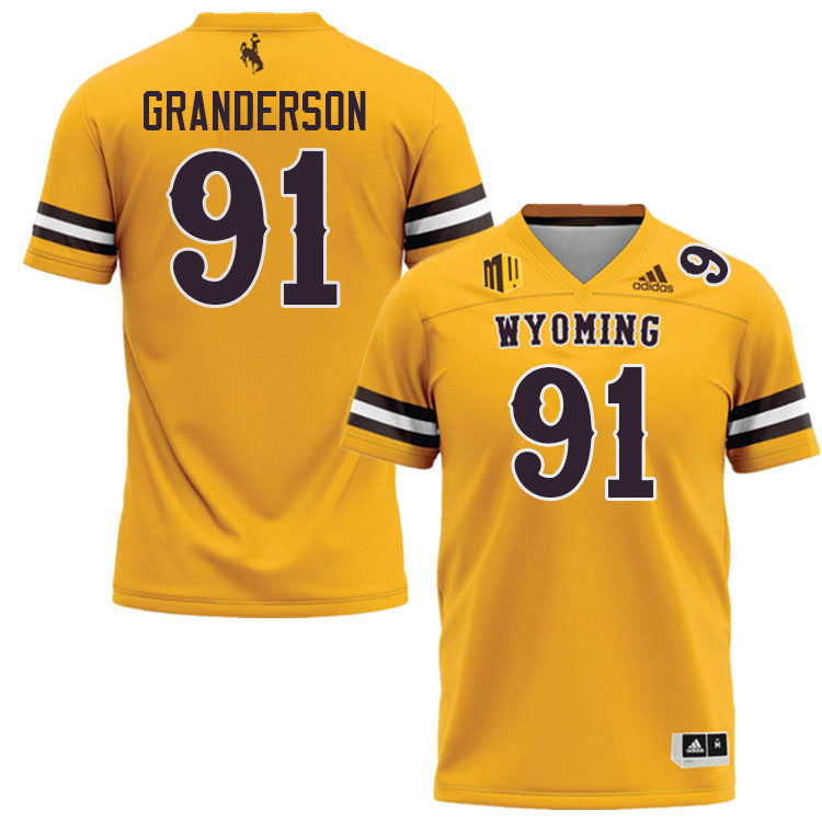 Wyoming Cowboys #91 Carl Granderson College Football Jerseys,Uniforms-Gold